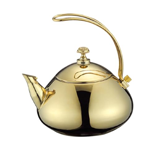Dekaim Wasserkocher,Klassische 1,5L Edelstahl-Teekanne Elektrischer Wasserkocher Schnelle Wassererhitzung Kochtopf(Gold)