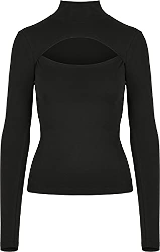Urban Classics Damen Ladies Cut-Out Turtleneck Longsleeve T-Shirt, Black, S
