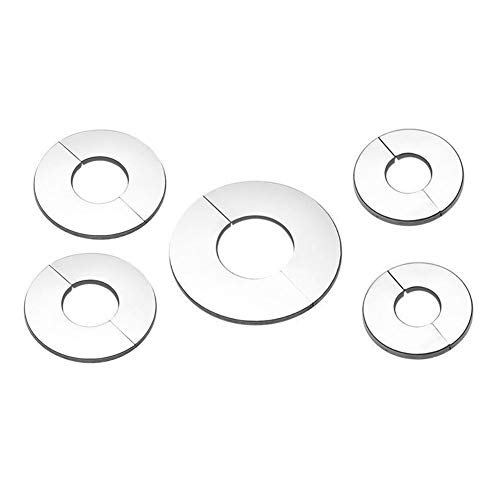 KAIISSA 5 Stück Geteilte Zweiteilige Edelstahl-Ventil-/Wasserhahn-Abdeckung/Ventilloch-Abdeckung/Wasserhahn-Abdeckung, Steckmanschette, 51 mm/35 mm/24 mm Loch Durchmesser, 10 Stück