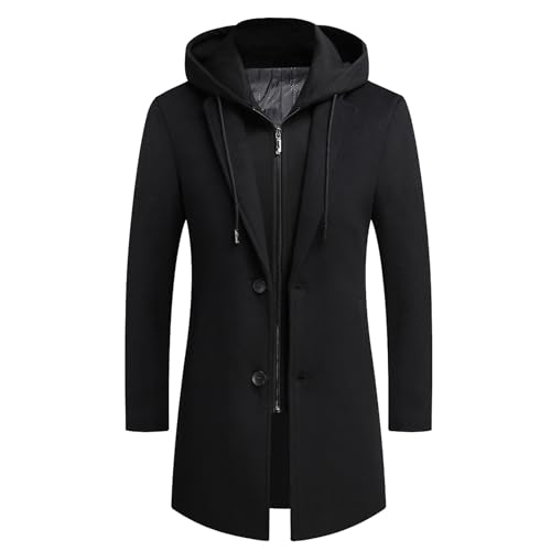Generisch Wintermantel Langmantel Herren Schwarz Wollmantel Stehkragen Herren Winter Mantel Herrenmantel Lang Winterjacke 4Xl Herren Long Slim Fit Coat Men