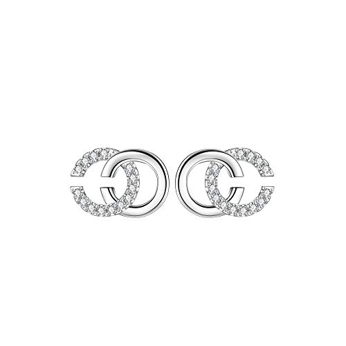 Lydreewam Ohrstecker Silber 925 Damen Ohrringe CC mit 3A Zirkonia, Durchmesser 12mm