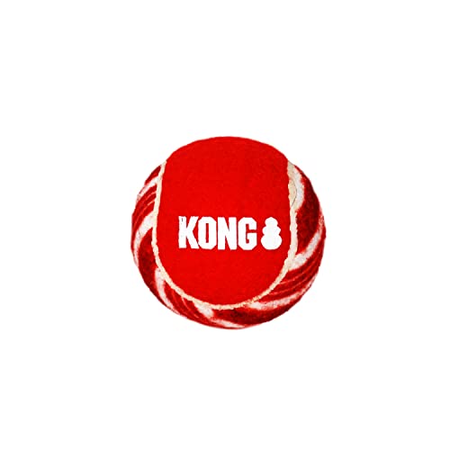 KONG -Holiday SqueakAir® Ball - Dog Toy Premium Squeak Tennis Balls, Gentle on Teeth (3 Pack) - for Medium Dogs