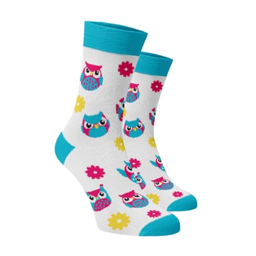 BENAMI | Lustige Socken mit Eulen-Motiv | Baumwoll-Hochsocken für Damen und Herren