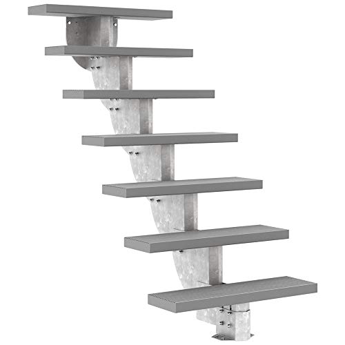 DOLLE Außentreppe Gardenstep 7 Stufen Höhe 129,5-157,5 cm Stufen Trimax® 80cm Grau
