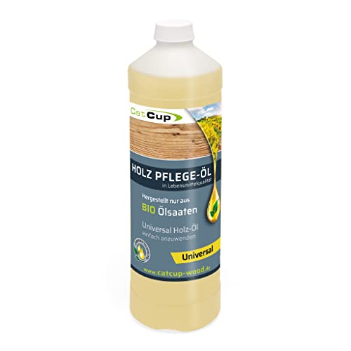 UNIVERSAL BIO Holzöl farblos - Vielseitiges Holzpflegeöl für Innen & Außen - Geruchloses Möbelöl in Lebensmittelqualität - 100% natürliches Holz Öl aus Deutschland (1 Liter)