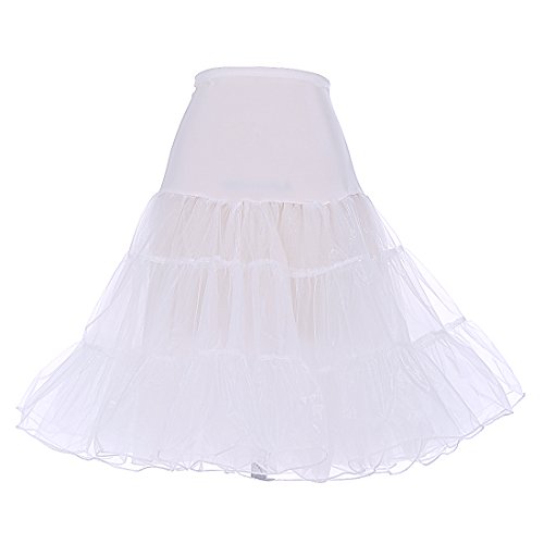 DRESSTELLS Damen 1950er Vintage Rock Rockabilly Petticoat Reifrock Unterrock für Rockabilly Kleid Ivory M