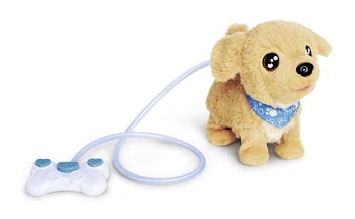 Simba 105890064 - Chichi Love Loomy Golden Retriever (20 cm) - interaktiver Spielzeug-Hund für Kinder ab 3 Jahre, mit Funktionen, Sound & leuchtender Kabelsteuerung