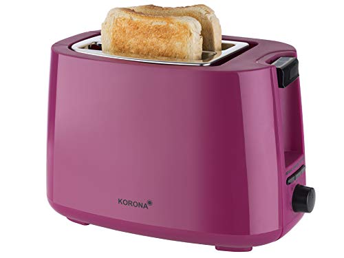 Korona 21134 Toaster | Beere | 750 Watt | Brötchenaufsatz | 2 Brotscheiben | Krümelschublade, Berry