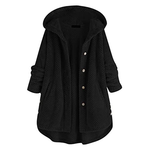 Wintermantel Fleecejacke Flauschjacke Kapuze Steppweste Steppjacke Microfleece Polyester Antistatische Elektrizität Wandern Funktionsjacke wasserabweisend mit Warmen Teddyfleece