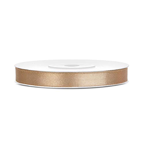 DaLoKu Satinband 6/12/25/38/50/100mm x 25m Geschenkband Schleifenband, Größe: 6mm x 25m, Farbe: Gold