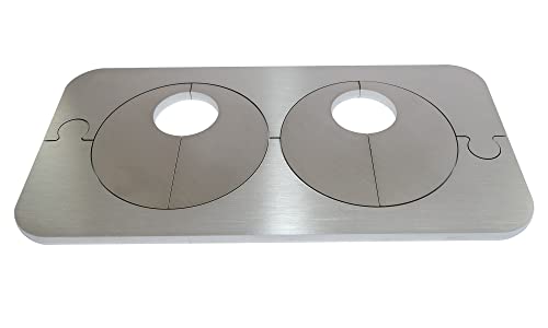 Doppelrosette Heizungsrohr Rosette aus hochwertigem Edelstahl V2A - Heizungsrohr Abdeckung Boden - Rohrverkleidung für Heizungsrohre einfache Montage