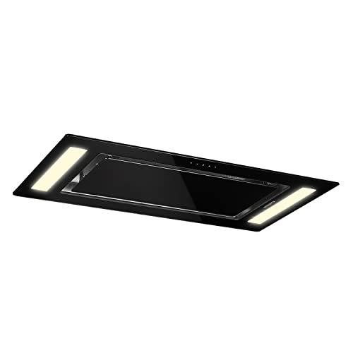 Klarstein Dunstabzugshaube, Leiser Dunstabzug, Dunstabzugshaube Unterbau, Dunstabzugshaube mit Filter, Dunstabzugshaube Einbau, Abzugshaube 90cm, 230W, 620 m³/h, Abluft/Umluft Dunstabzugshaube Schwarz