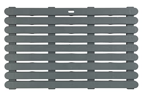 WENKO Badematte Indoor & Outdoor Grau, 50 x 80 cm - Badematte, Bodenrost für Dusche, Bad, Pool, Sauna mit rutschhemmender Struktur, Kunststoff, 80 x 3 x 50 cm, Grau