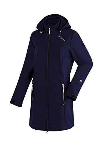 Maier Sports Damen Selina Mantel, atmungsaktiver Softshellmantel mit verstellbarer Kapuze, Winter Outdoor-Jacke mit Fleece-Futter