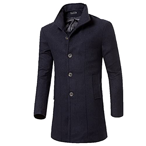 Generisch Herren-Mäntel Stehkragen Übergangsmantel Große Größen Bequeme Herrenmantel Winter Baumwolle Herbstmantel Wintermantel Beige Wollmischung Langmantel Herren