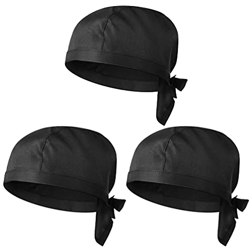 HEMOTON 3 Stücke Damen Herren Kochmütze Chef Koch Hut Arbeitsmütze Kochhaube Bäcker Haube Kappe Kopfbedeckung Staubmütze Baskenmütze Kopfhauben für Küche Restaurant Schwarz