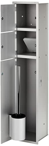 EMCO Asis 150 Unterputz-Schrankmodul für das Gäste-WC, Badezimmerschrank als Toilettenpapierhalter & Klobürstenhalter mit extra Fach, Hochschrank mit 