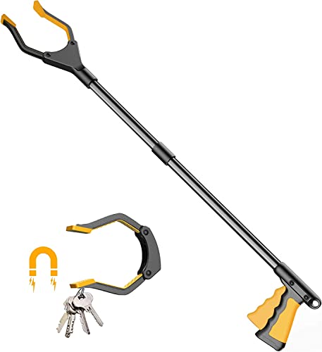 YAUNGEL Garten Greifer，Greifzange für senioren，Müllzange, Lange 81 cm Greifzange Stick mit starkem Griff magnetische Spitze, Lightweight 90° Drehbarer Kopf für Müll/Wurf Pflücker, Hand greifer