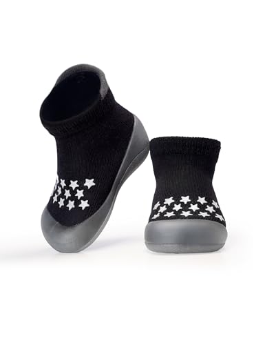 Occulto Baby Krabbelschuhe (Modell: Noah), Sockenschuhe Mädchen & Jungen Schwarz 2-3 Jahre