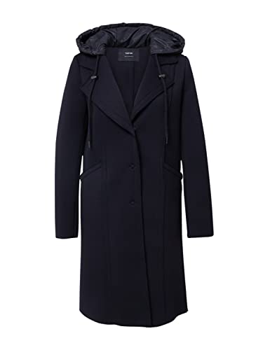 Taifun Damen Kurzmantel mit Kapuze Langarm Mantel Nicht Wolle Übergangsmantel unifarben Navy 44
