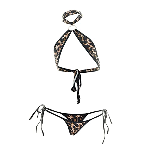Zilosconcy String Tanga Damen Unterhose Frauen Reizvoller DREI Punktehalter Leopard Bikini Versuchungs Pyjama Unterwäsche Sexy Dessous Hochwertig