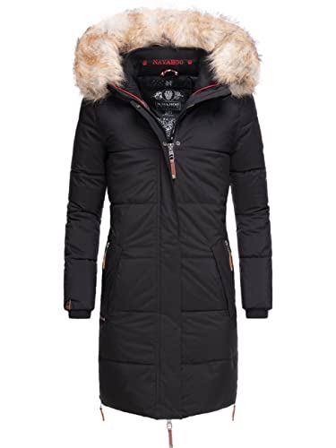 Navahoo Damen Warmer Winter Steppmantel Halina Schwarz Gr. S