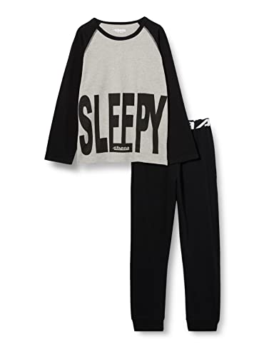 ATHENA Jungen Sleepy 7O31 Pyjamaset, China Grau/Schwarz, 8