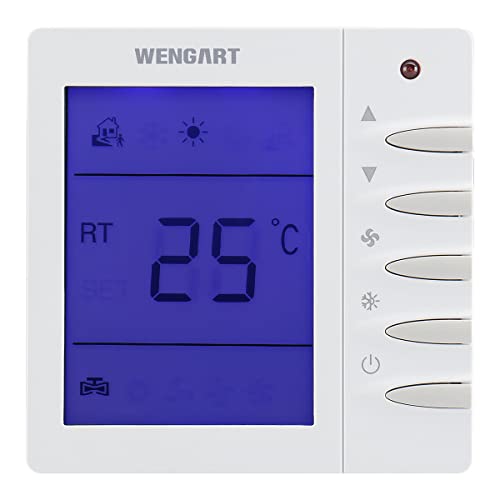 Wengart Raumthermostat Digital WG702,AC230V für Fußbodenheizung Wasser Heizung 10A,86x86mm Blaues Licht