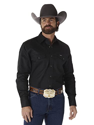 Wrangler Herren Westernhemd, Cowboy-Schnitt, Zwei Taschen, langärmelig, mit Druckknöpfen - Schwarz - Groß