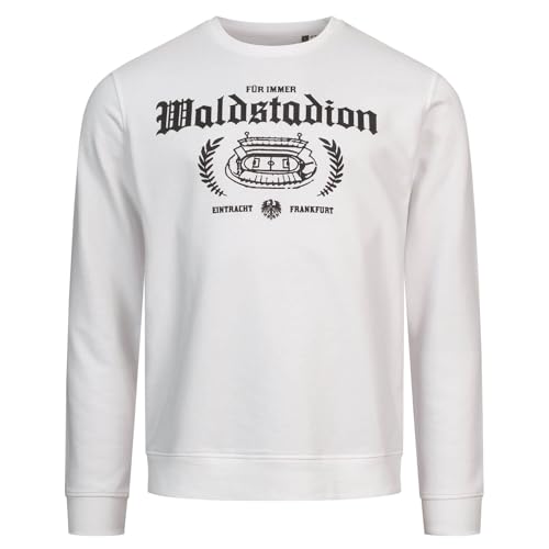 Eintracht Frankfurt Original Waldstadion Unisex Hooded mit 1920er Adler, Biobaumwolle, schwarz oder Weiß Größe S-3XL (DE/NL/SE/PL, Alphanumerisch, M, Regular, Regular, Weiss)