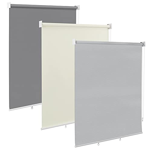 WOLTU Außenrollo Senkrechtmarkise Balkonrollo Outdoorrollo Sichtschutzrollo Wetterfest Sonnenschutz UV Schutz, Vertikal Sonnensegel Reflektierende Thermofunktion für Fenster & Türen, Grau 100x240 cm