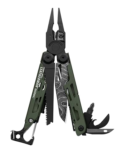 Leatherman Signal Multi-Tool - 19 Werkzeuge für Camping & Survival - Grün, Mit Nylonholster