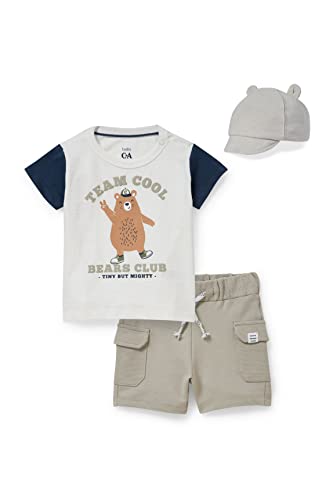 C&A Set Baby Jungen Baumwolle Regular Fit Bedruckt|Unifarben grau 92