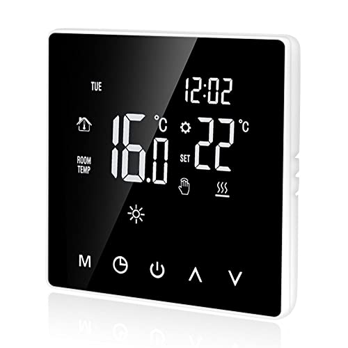 Digital Smart Thermostat Heizung Fussbodenheizung Elektrisch 16A Smart Home, Temperaturregler LCD Display Touchscreen Raumthermostat Fußbodenheizung(Weiß)