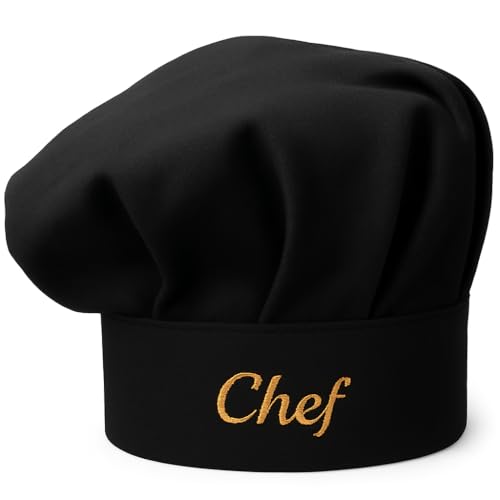 Pet-Jos Kochmütze schwarz verstellbar Kochmütze Baumwolle Küche Kochen Chef Kappe Anti Rauch Hut Home Hotel Restaurant, Einheitsgröße
