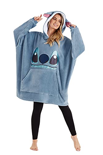 Disney Hoodie Damen, Stitch Oversize Pullover Damen, Kapuzenpullover Damen, Oversized Hoodie (Blau)