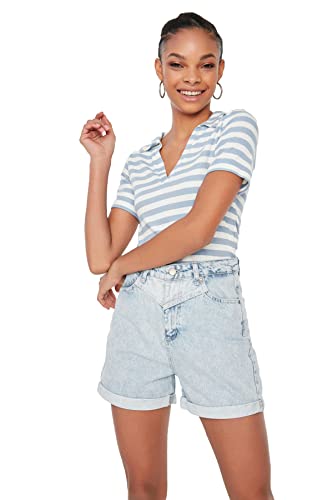 TRENDYOL Frau Hoher Bund Straight Leg Mom Shorts