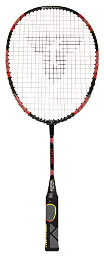Talbot Torro Lern-Badmintonschläger ELI Mini, verkürzte Länge 53 cm, Lerngriff, Tropfenkopf, ideal für Schulsport und Training, schwarz-gelb-rot, 419612
