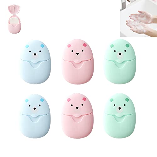 300 PCS Blätter Seife Papier Seifenblätter 6 Boxen Papier Seife Mini Tragbar Paper Soap mit Kun Ststoffbox,für Unterwegs Reisen Camp Outdoor Wandern (Rosa + Blau + Grün)