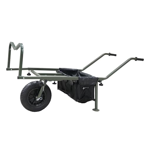 Transport Trolley Barrow - EuroCatch Angelwagen für mühelosen Tackle-Transport, Transportkarre, Angelwagen/Voll-PU-Rad, Aufbewahrungstasche, Schnelle Montage