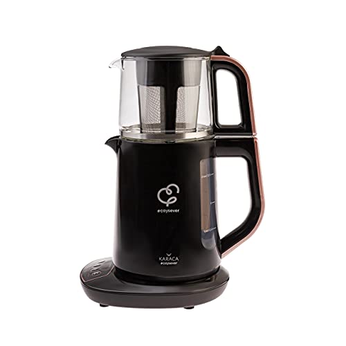 Karaca Caysever Sprechende Teekocher Rosegold Elektrisch Kupfer, 1700 W, Türkische Teekanne, Teepot, 0,8 Liter Glas Teekanne, 1,5 Liter Wasserkocher, Water Kettle, Tea maker, Demlik