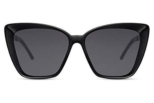 Cheapass Sonnenbrillen Groß Cateye Schmetterling Trendy Schwarz Damen Style mit dunklen Gläsern und en schwarzen Metallbügeln UV400 geschützt