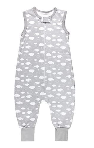 TupTam Unisex Babyschlafsack mit Beinen Unwattiert Baby Schlafsack mit Füßen, Farbe: Wolken Grau, Größe: 80-86