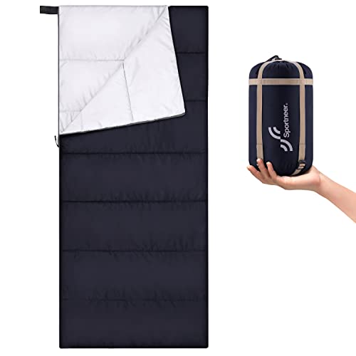 Schlafsack Sommer Schläfsack: Sportneer Warmes Sommer Schlafsacke Tragbar Leicht Wasserdicht Sleeping bag mit Kompressionssack für Camping, Backpacking, Wandern, Reisen, Schwarz