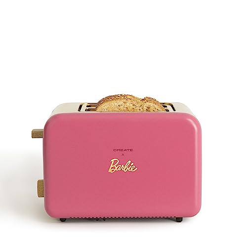 CREATE/TOAST RETRO/Toaster Rosa-Barbie / 6 Leistungsstufen, Krümelschublade, Thermostat, Auftauen, Aufwärmen, 2 breite Scheibenschlitze, 850W