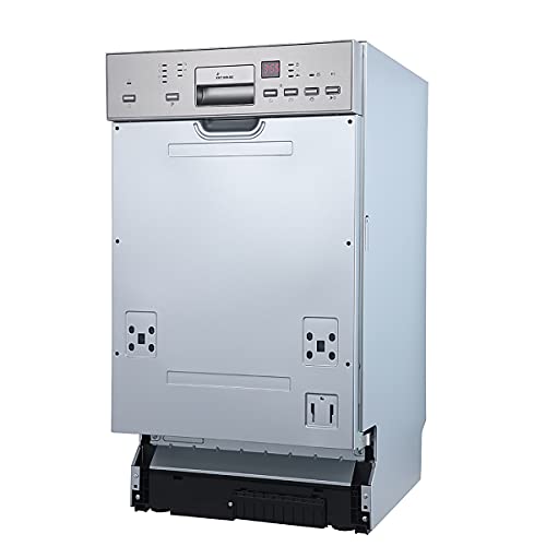 KKT KOLBE Unterbaufähiger Geschirrspüler/teilintegrierbare Spülmaschine / 45cm / Edelstahl/AquaStop/Höhenverstellbar Oberkorb / 7 Spülprogramme / 9 Maßgedecke/Zeitvorwahl 1-24 / DW452ED