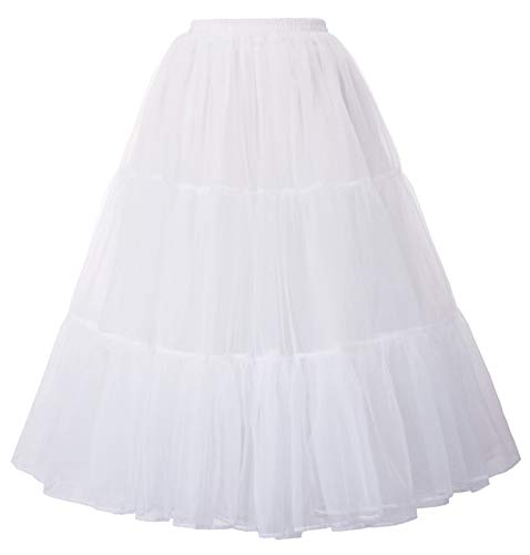 GRACE KARIN Damen 3 Layers Petticoat Vintage Damen 50s Rockabilly Tutu Skirt Petticoat Fasching Kostüm Weiß S 2512-2
