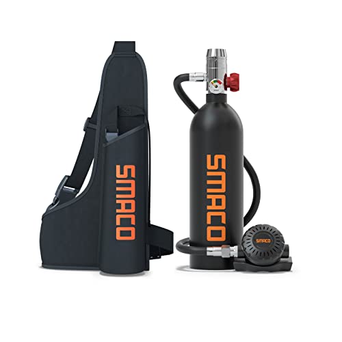 SMACO Mini Tauchflasche Sauerstoffflasche Taucherflasche Mini zum tauchen Mit 15 Bis 20 Minuten Tauchen Sauerstofftank Taucher Set Tauchausrüstung Tragbare 1L S400(10 Tage Lieferung)
