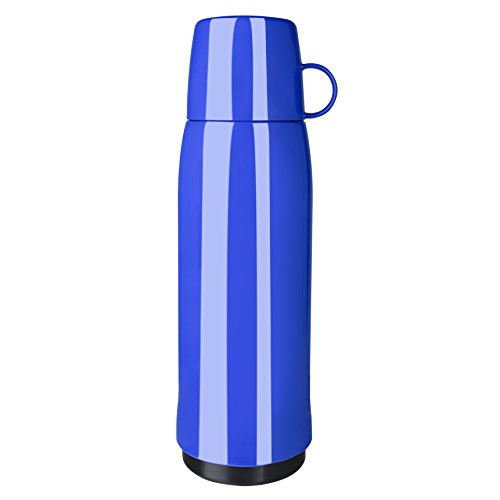 Emsa 518515 Rocket Isolierflasche, 0,9 Liter, 12h heiß, 24h kalt, mit doppelwandigem Isolierkolben aus Glas, BPA frei, blau
