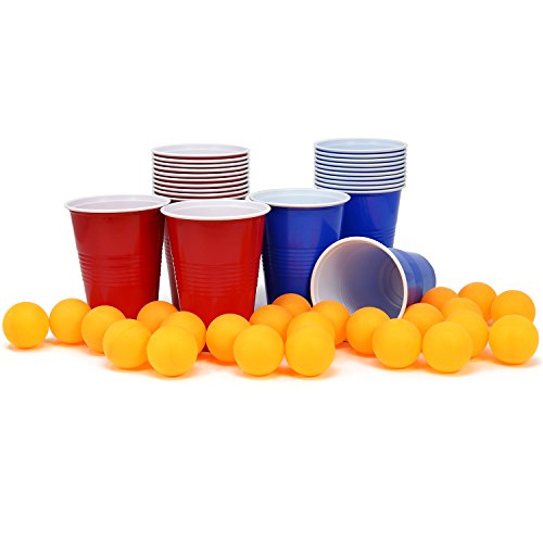 com-four® 48-teiliges Beer Pong Set, Bier Pong Trinkspiel mit 24 Bechern und 24 Bällen (048-teilig Becher+Bälle)